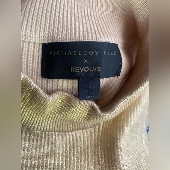 MICHAEL COSTELLO x REVOLVE Calista Midi Dress Summer Gold Champagne Sz Small - Picture 8 of 12